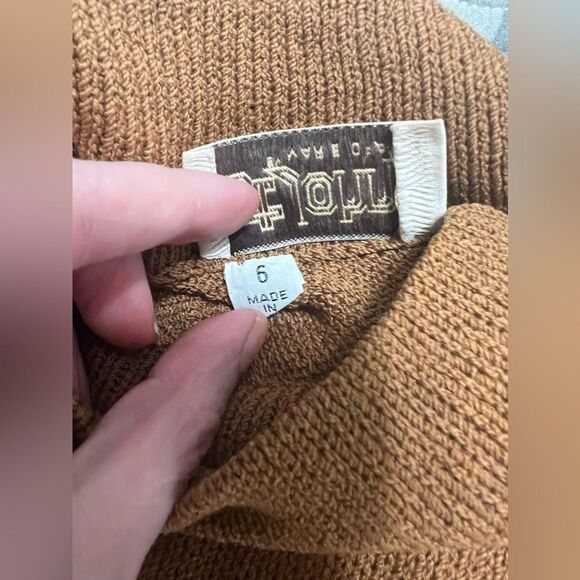 Vintage 80s St. John brown and black knee length dress size 6 mock neck - Picture 10 of 15